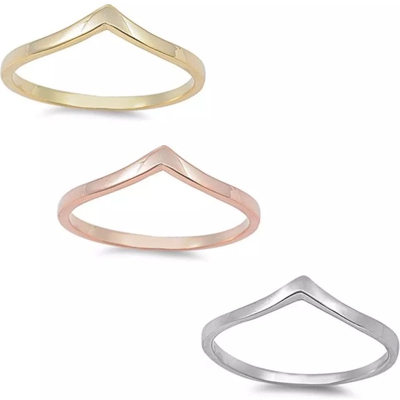 Pointed Chevron Stackable Sterling Silver Ring - Picture 1 of 4